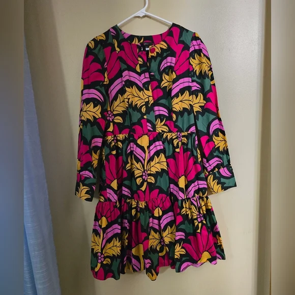 J.Crew Vibrant Floral Long Sleeve Dress - Picture 3 of 5